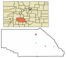 Location of the Town of Bonanza in Saguache County, Colorado.