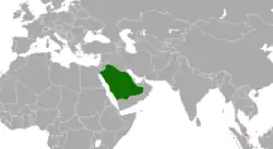 Map indicating locations of Saudi Arabia and Singapore