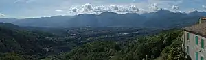 Panorama of the Serchio valley with the town of Barga