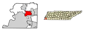 Location of Bartlett in Shelby County, Tennessee.