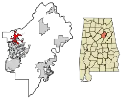 Location of Springville in St. Clair County, Alabama.