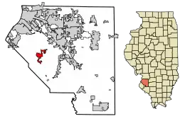 Location of Millstadt in St. Clair County, Illinois.