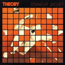 An image of a straitjacket against a reddish-orange background. The image is in the form of a scrambled photo in a symmetric mosaic pattern and is surrounded by a thick black border. The word "Theory" is seen in the upper left corner while the words "Straight Jacket" is displayed in the top right corner.