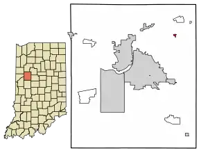 Location of Buck Creek in Tippecanoe County, Indiana.