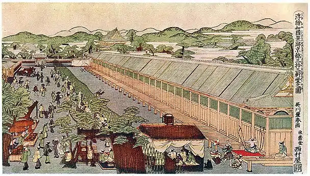 Perspective Pictures of Places in Japan: Sanjūsangen-dō in KyotoToyoharu, c. 1772–1781
