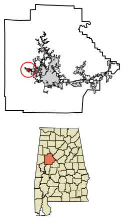 Location of Coker in Tuscaloosa County, Alabama.