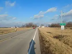 U.S. Route&nbsp;136 westbound approaching the village of Tennessee