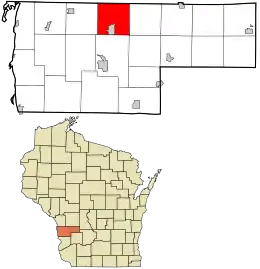 Location in Vernon County and the state of Wisconsin.