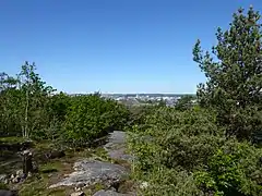 View towards Gamlestan from hill in the western part of Fräntorp on May 29, 2020.