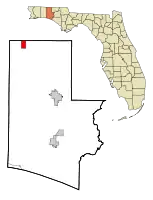 Location in Walton County and the state of Florida