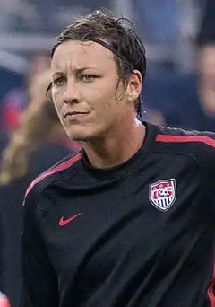 Wambach warming up for an international friendly match against Canada, September 2011