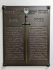 War memorial, Fulton House, Swansea University