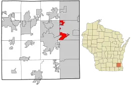 Location in Waukesha County and the state of Wisconsin.