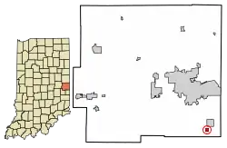 Location of Boston in Wayne County, Indiana.