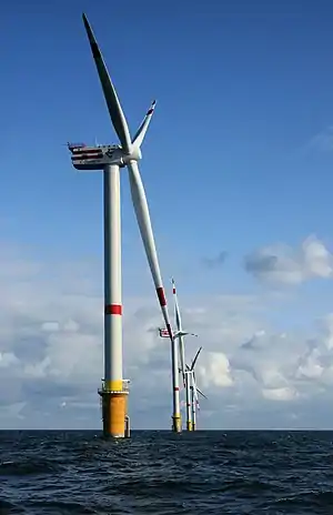 Image 10Thorntonbank Wind Farm, using 5 MW turbines REpower 5M in the North Sea off the coast of Belgium (from Wind turbine)
