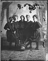 Women's Basketball Team in 1907 wearing wool skirts.
