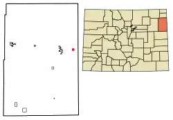 Location of the Laird CDP in Yuma County, Colorado.