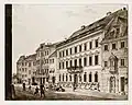 Former Heilsbronner Hof on Lorenzer Platz in Nuremberg, seat of the Royal Bank from 1807 (pictured in 1837)
