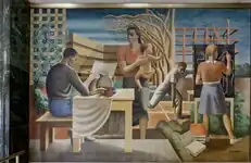 1940 mural "The Security of the People," located in the Wilbur J. Cohen Federal Building