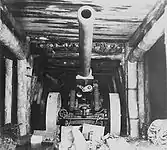 A Japanese Type&nbsp;89 150 mm gun hidden inside a cave defensive system