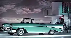 A second generation model of the Chevrolet Bel Air series, symbolic of 1950s American automobile culture.