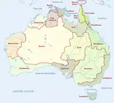 Map of the Aboriginal regions in Australia.