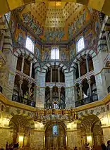 Carolingian architecture: Interior of the Aachen Cathedral (Aachen, Germany), 796-805