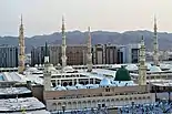The Green Dome, mausoleum of the prophet Muhammad, Abu Bakr and Omar I, located in the Prophet's Mosque in Medina, Saudi Arabia