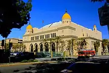 Exterior shot of Shrine Auditorium.