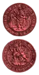 Seal of King Yuri II Boleslav denoting a horseman with lion on the coat of arms (14th century)