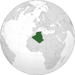 Location of&nbsp;Algeria&nbsp;(dark green)