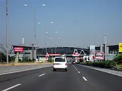A1 Motorway near Athens, Greece with rest area above