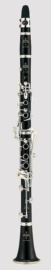 French Clarinet (Original Boehm with 17 keys and 6 rings). Developed c. 1843 by Hyacinthe Klosé and Louis Auguste Buffet.