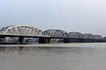 A multi-span simple truss bridge, Vivekananda Setu over the Hooghly River in Kolkata, India.