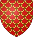Gules, papelonné or