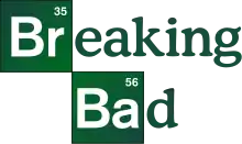 A green montage with the name "Breaking Bad" written on it—the "Br" in "Breaking" and the "Ba" in "Bad" are denoted by the chemical symbols for bromine and barium
