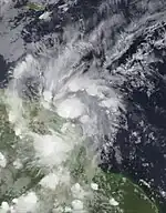 Tropical Storm Bret (02L) shortly after formation nearing Trinidad on June 19