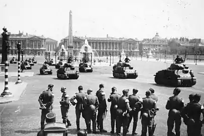 German tanks parade on the Place in 1941