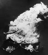 Nagoya Castle on fire 1945