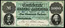 First series $1,000 banknote. Uniface. Inscribed "Twelve months after date".