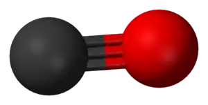 Ball-and-stick model of carbon monoxide