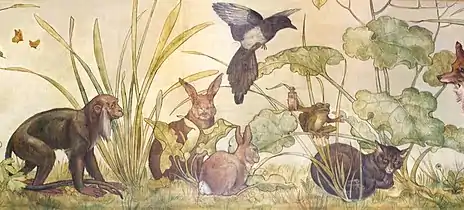 Murals in the Drawing Room depicting Aesop's Fables&nbsp;...