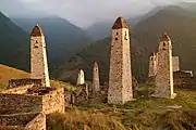 Medieval military towers from Ingushetia, Caucasus Mountains