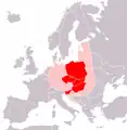 Map of Central Europe, according to Lonnie R. Johnson (2011):&nbsp;&nbsp;Countries usually considered Central European (citing the World Bank and the OECD)&nbsp;&nbsp;Countries considered to be Central European only in the broader sense of the term