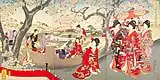 Ladies in the Edo palace enjoying cherry blossoms, Toyohara Chikanobu (1894)