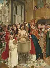 Saint Remigius baptizes Clovis, in a painting of c. 1500