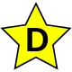 Yellow 5-pointed star with letter D