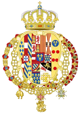 Coat of arms as Infante of Spain and King of Naples(1736–1759)