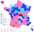 Party affiliation of the General Council Presidents of the various departments in the elections of 2011.