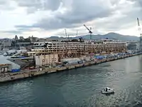 The wreck in the Superbacino dock in Genoa, 12 September 2015